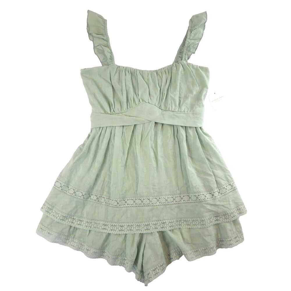 Altard State Tiered Lace Trim Babydoll Romper M Coquette Fairy Romantic Y2K